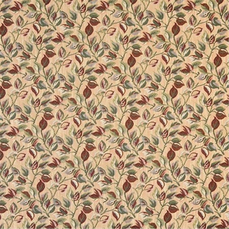 Designer Fabrics 54 in. Wide Gold, Red And Green, Floral Leaves Tapestry Upholstery Fabric F914